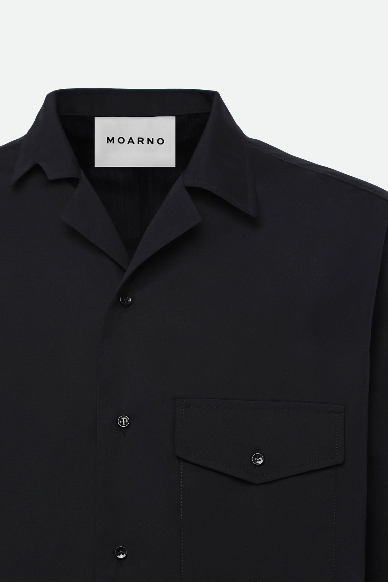 CAMICIA A MANICHE CORTE NERA IN POPELINE DI COTONE