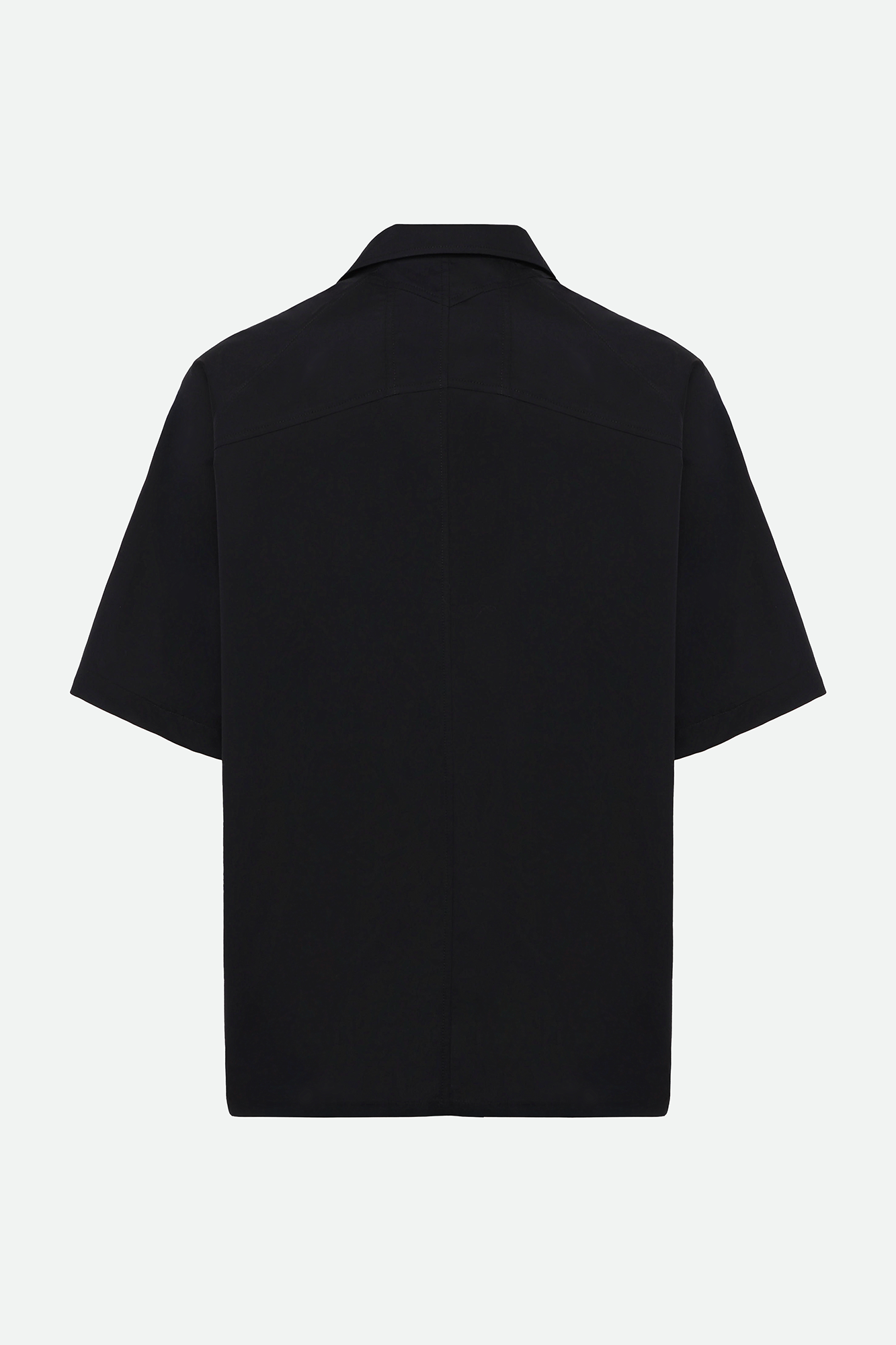 CAMICIA A MANICHE CORTE NERA IN POPELINE DI COTONE