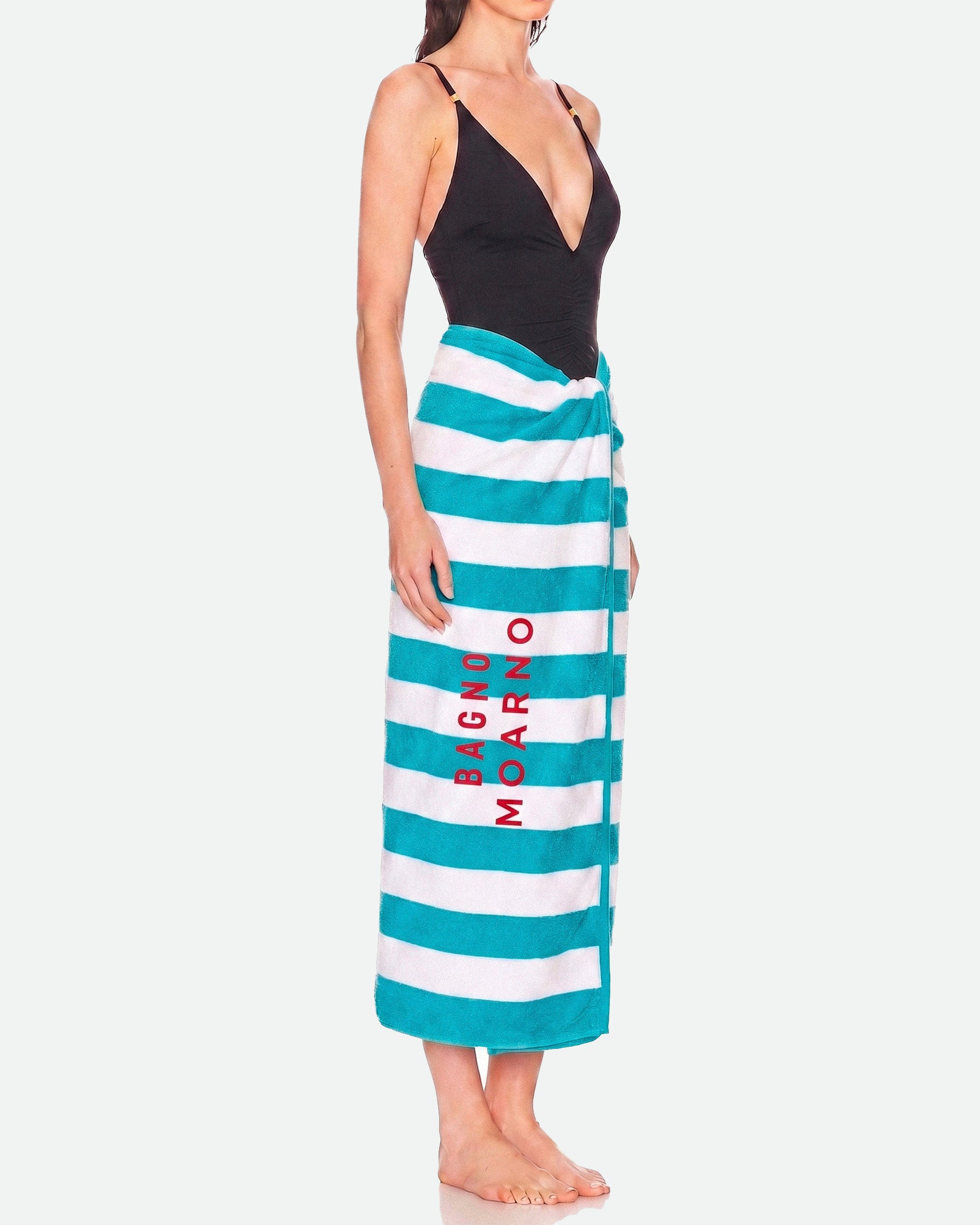 TELO DA SPIAGGIA BLU MOARNO IN JACQUARD VELOUR DI COTONE
