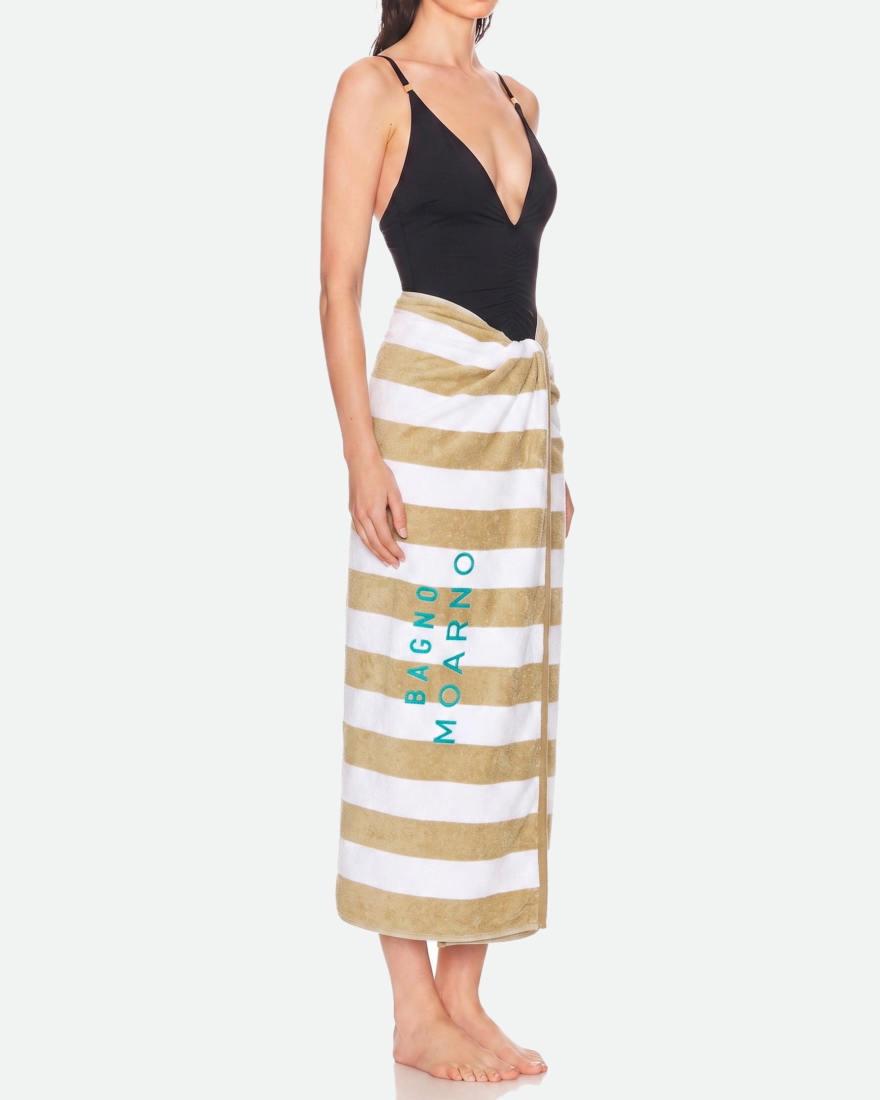 TELO DA SPIAGGIA TORTORA IN JACQUARD VELOUR DI COTONE