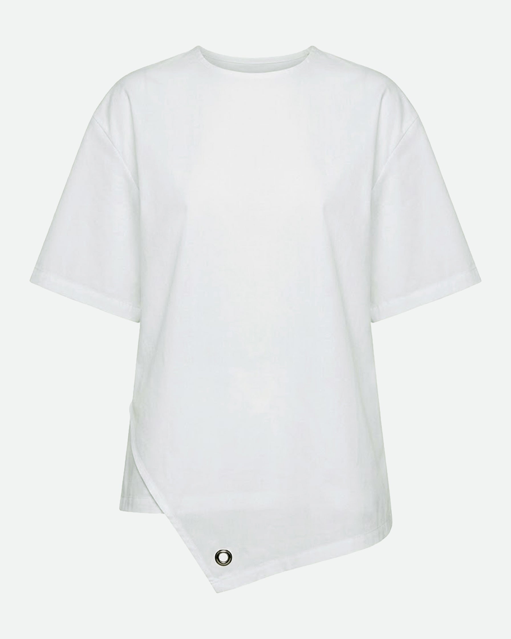 T-SHIRT ASIMMETRICA IN POPELINE DI COTONE
