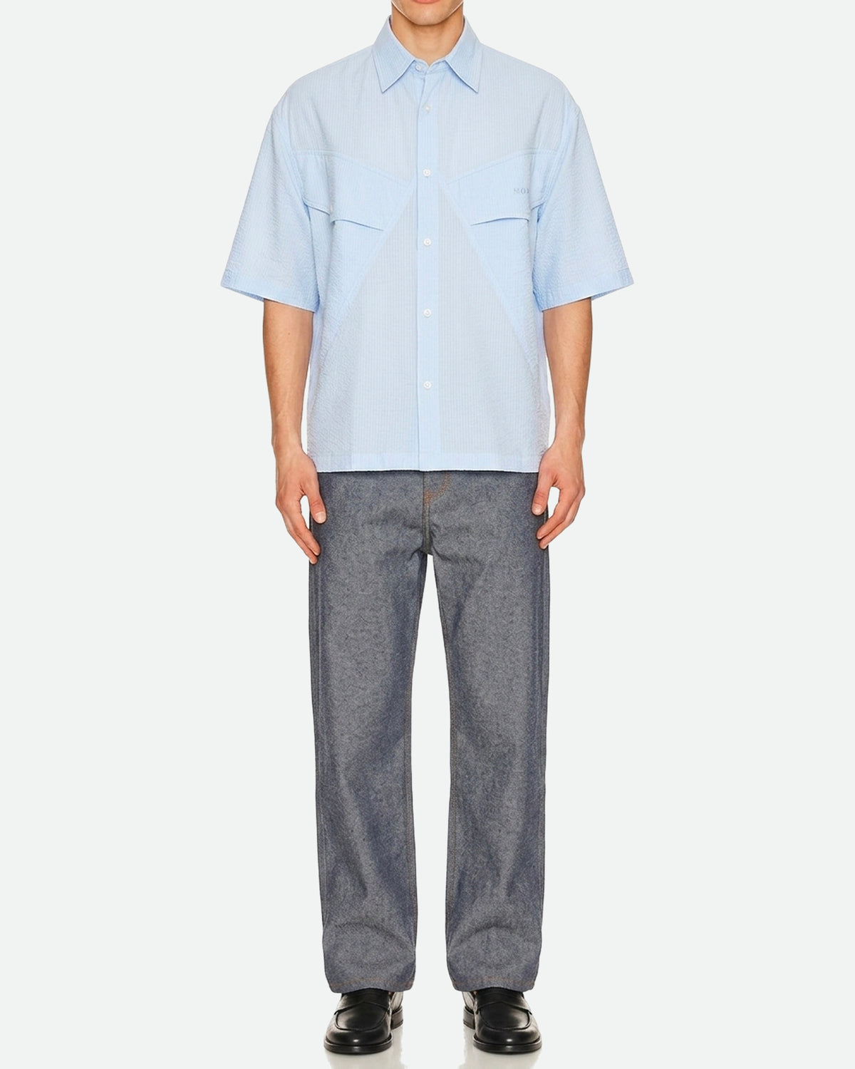 SHORT-SLEEVED COTTON SEERSUCKER SHIRT